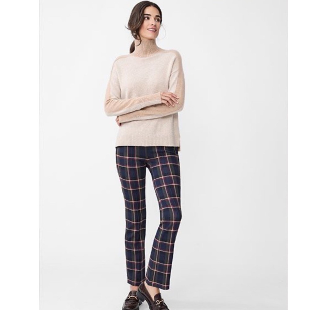 J.McLaughlin Lexi Plaid Pull On Pants Navy Orange Purple Size Medium